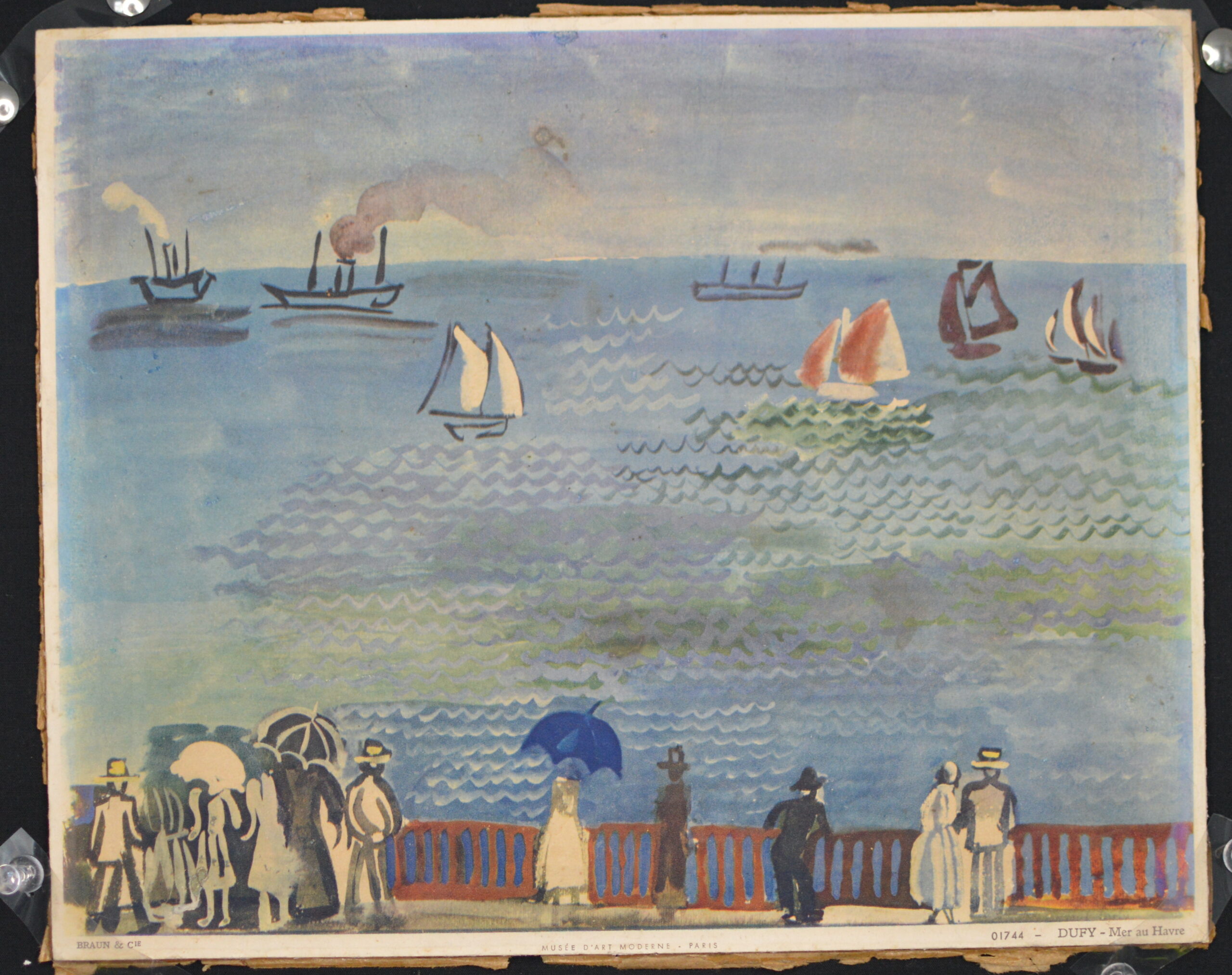 Offset lithograph reproduction of a Dufy's Mer au Havre, after conservation by C.C-D Art Services.