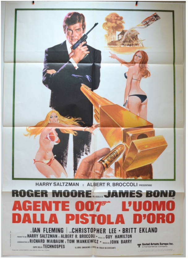 Vintage James Bond movie poster before conservation by C.C-D Art Services.